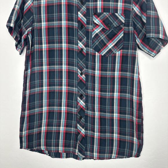 Element Skateboard Button Down Short Sleeve Men Medium Plaid Blue Lightweight - Picture 3 of 9
